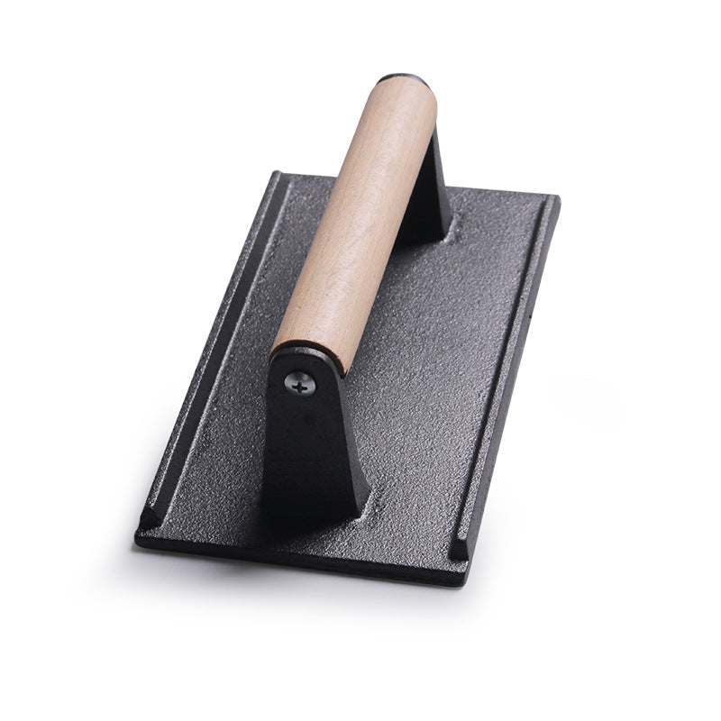 Cast Iron Grill Press – Food‑Grade Steak & Sandwich Weight with Wood Handle (Round or Square)