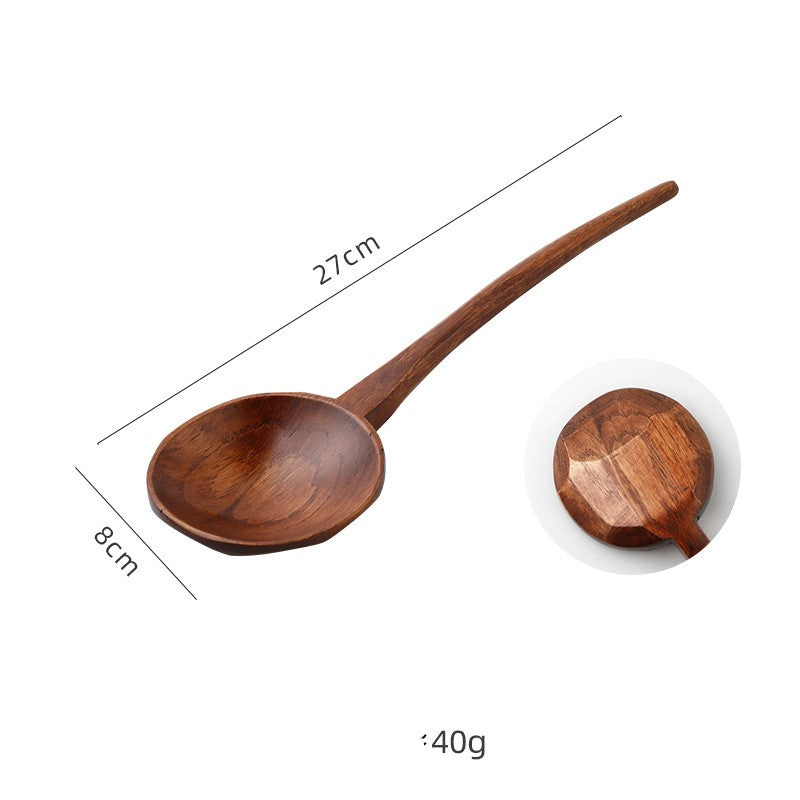 Lengthened Wooden Eating & Drinking Spoon – Rustic Hand‑Polished Utensil