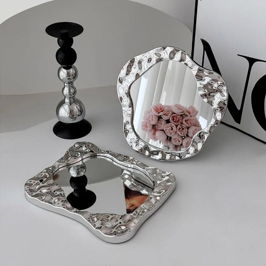 Framed Glass Makeup Mirror – Simple Solid Color Wall Décor for Dressing Room