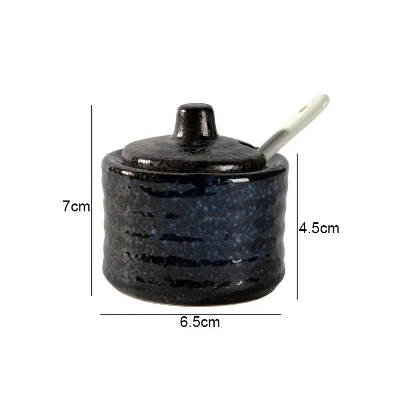 Retro Ceramic Seasoning Jars – Salt & Pepper Shakers with Spice Storage