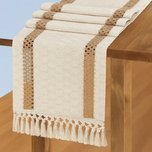 Macrame Boho Table Runner – Rustic Cotton Linen with Tassels (72" Natural) - Nanna's Unique Findings