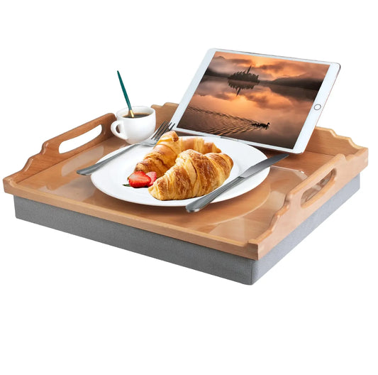 DRELIFAM Lap Desk with CushionWooden Bed Tray Table for EatingLap Tray in ReclinerBreakfast TrayTV Dinner Bed Food Trays (Beech Wood) - Nanna's Unique Findings