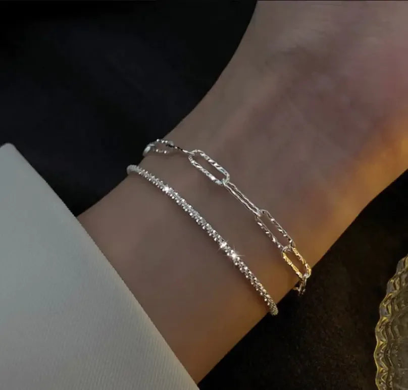 Gold & Silver Rhinestones Bracelet – Heart & Star Design Women’s Jewelry - Nanna's Unique Findings