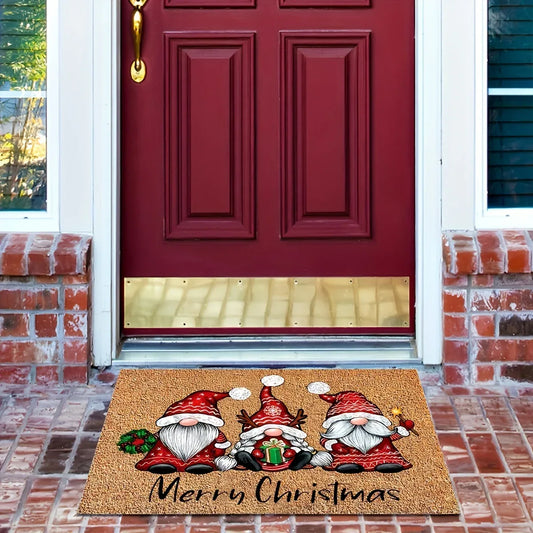 Christmas Gnome Welcome Doormat – Washable Low-Pile Indoor/Outdoor Mat with Non-Slip Rubber Backing (1pc) - Nanna's Unique Findings