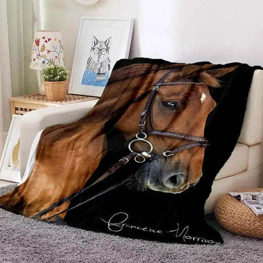 Horse Print Flannel Throw Blanket – Soft, Warm & Multipurpose - Nanna's Unique Findings