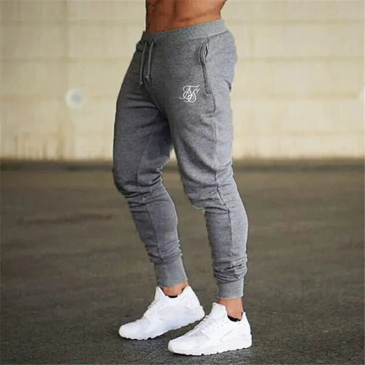 Men’s Cotton Blend Pencil Pants Slim Fit Mid-Waist Trousers