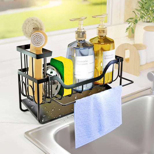 Stainless Steel Sink Caddy – Auto-Drain Kitchen Organizer