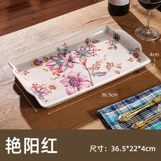 Ceramic Tray for Home Use, Rectangular Design - Nanna's Unique Findings