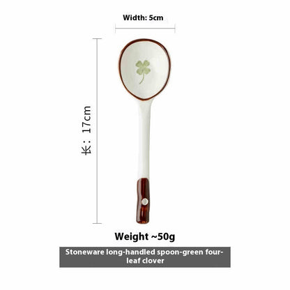 Kiln‑Glazed Ceramic Soup Spoon – Rustic Coarse Pottery Ladle