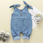 Baby wearing denim overalls vintage farmhouse style kids clothing
