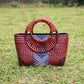 Vintage Handwoven Straw Tote - Artisan Summer Bag