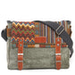 Vintage Canvas Messenger Bag - Ethnic Geometric Pattern