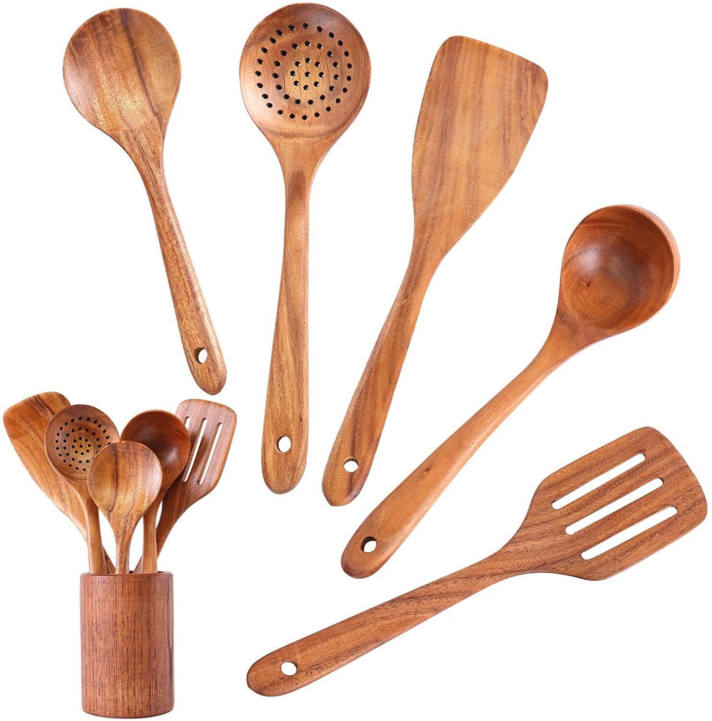 High-Temperature Wooden Cooking Utensil Set – 7-Piece Acacia Wood Kitchen Tools