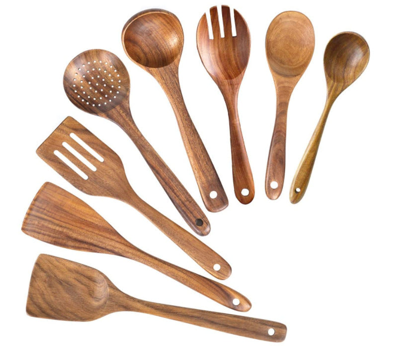 High-Temperature Wooden Cooking Utensil Set – 7-Piece Acacia Wood Kitchen Tools