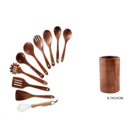 High-Temperature Wooden Cooking Utensil Set – 7-Piece Acacia Wood Kitchen Tools