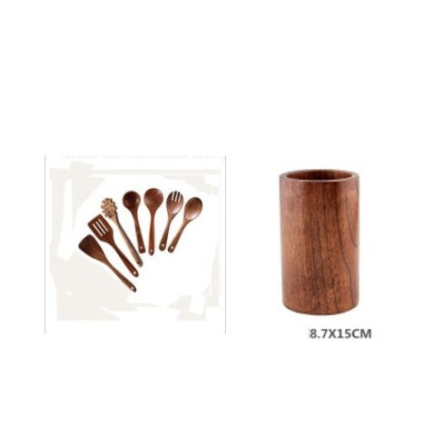 High-Temperature Wooden Cooking Utensil Set – 7-Piece Acacia Wood Kitchen Tools