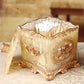 European Pearlescent Resin Swab & Toothpick Box – Carved Floral Accent Holder