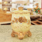 European Pearlescent Resin Swab & Toothpick Box – Carved Floral Accent Holder