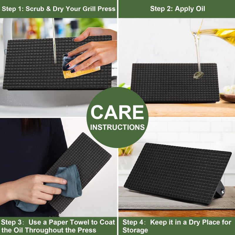 Cast Iron Grill Press – Food‑Grade Steak & Sandwich Weight with Wood Handle (Round or Square)