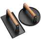 Cast Iron Grill Press – Food‑Grade Steak & Sandwich Weight with Wood Handle (Round or Square)
