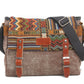 Vintage Canvas Messenger Bag - Ethnic Geometric Pattern