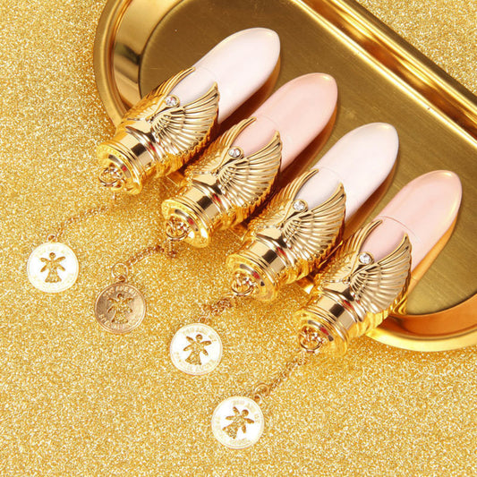 Angel Medallion Velvet Matte Lipstick – 3‑Color Winged Tube Edition