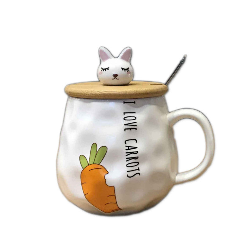 Cute Rogue Rabbit Ceramic Mug Mug With Lid Spoon