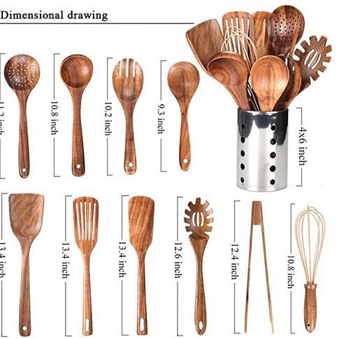 High-Temperature Wooden Cooking Utensil Set – 7-Piece Acacia Wood Kitchen Tools