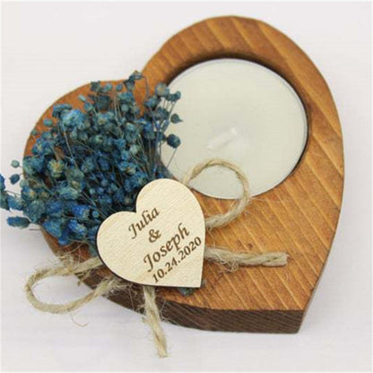 Personalized Wedding Candle – Rustic Keepsake with Engraved Heart