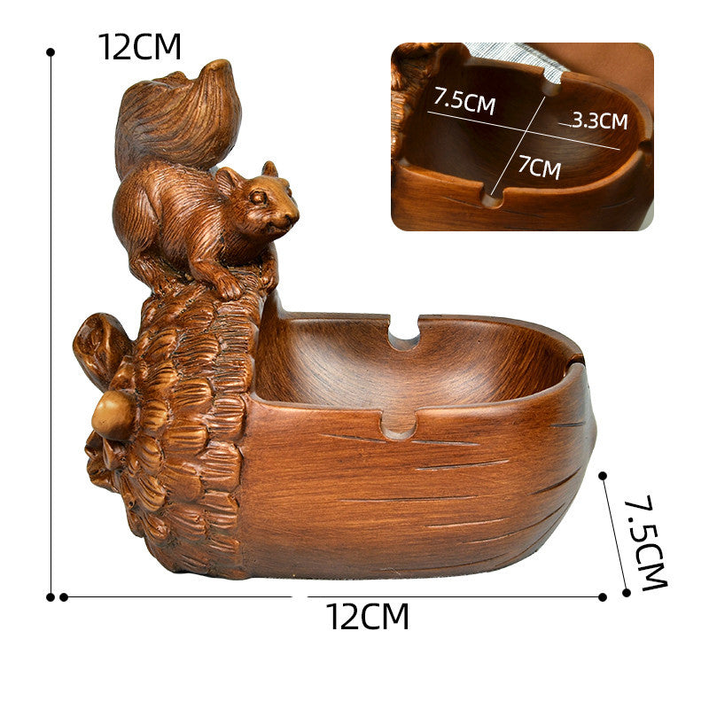 Squirrel Toothpick Holder Bucket – Rustic Wooden Tabletop Accent