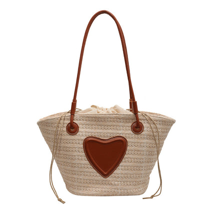 Simple Woven Straw Tote Bag - Natural Beach & Market Bag