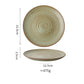 Ceramic plates with measurements and weight on a white background