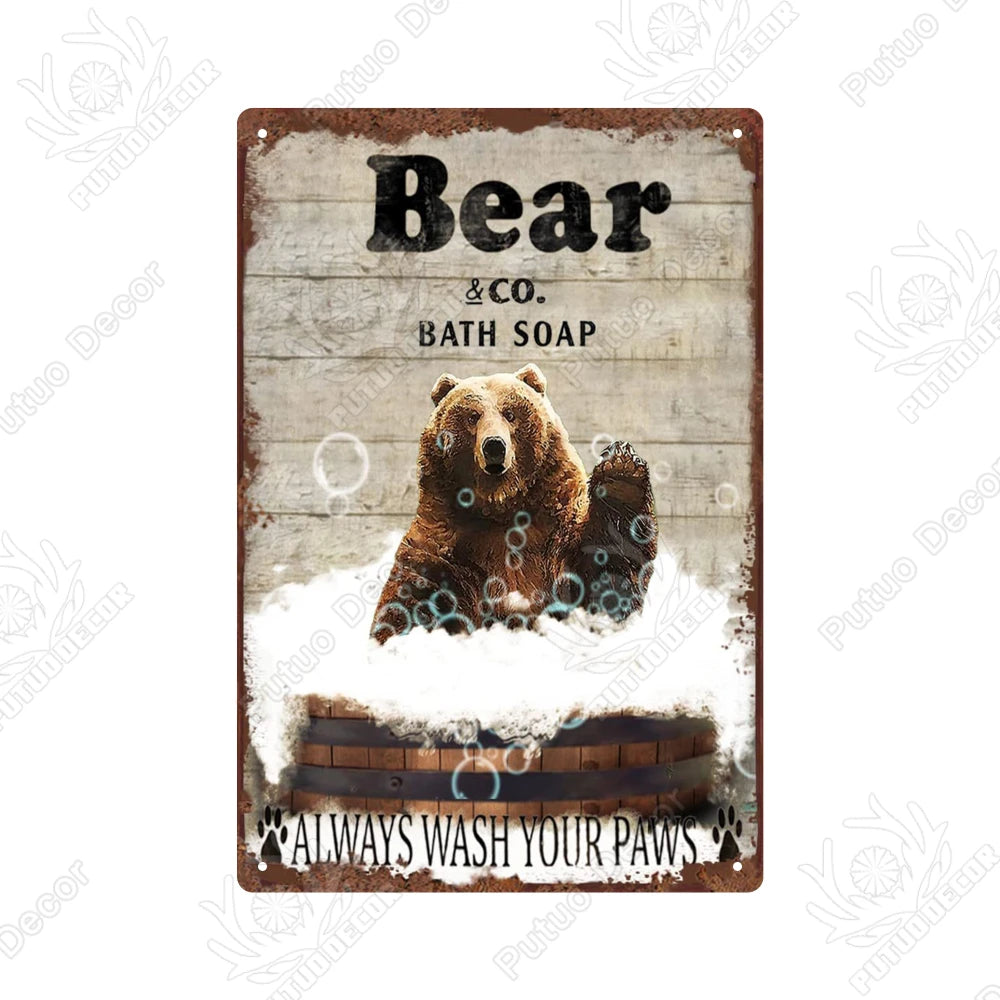 Funny Vintage Bathroom Sign - Retro Toilet Humor Metal Wall Plaque