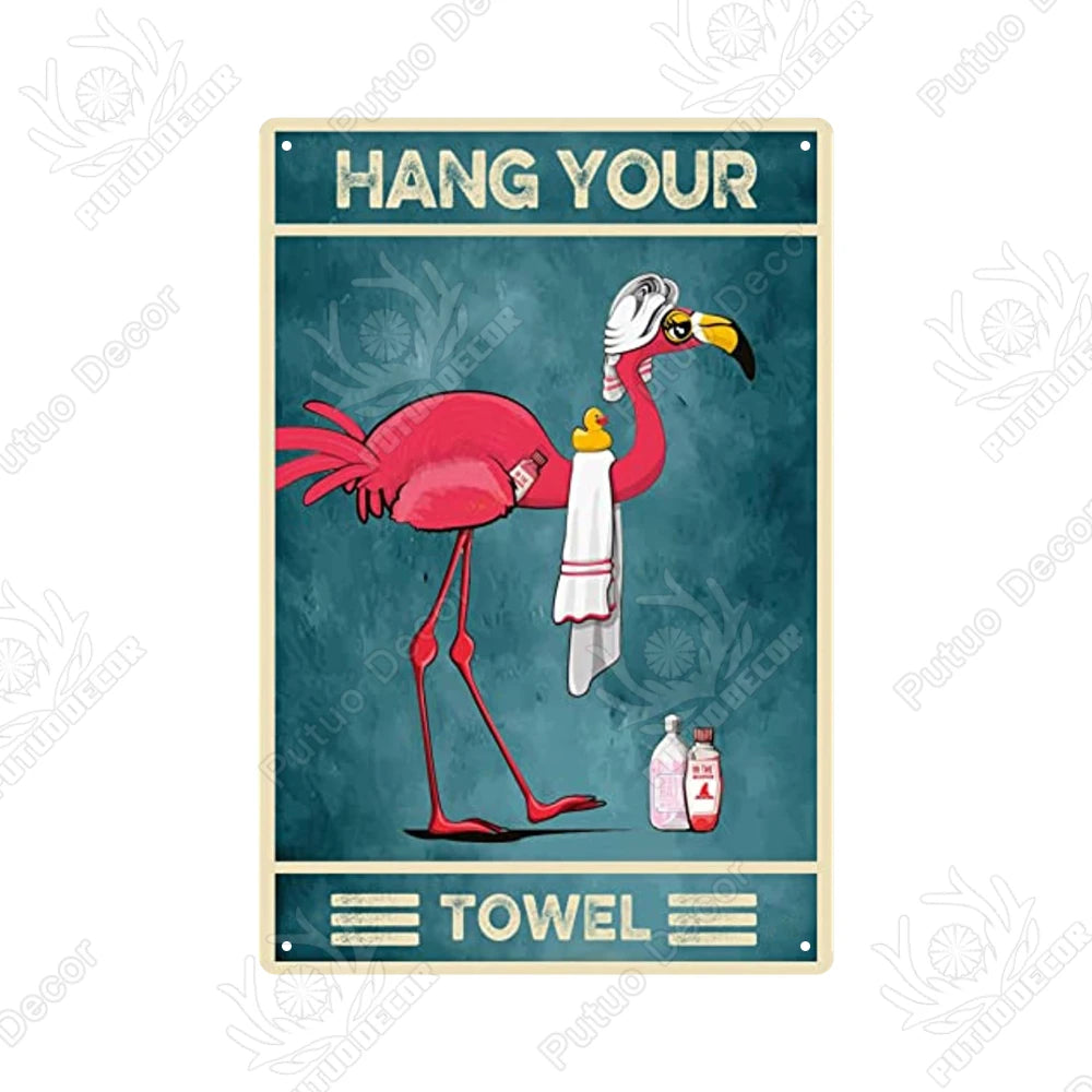 Funny Vintage Bathroom Sign - Retro Toilet Humor Metal Wall Plaque