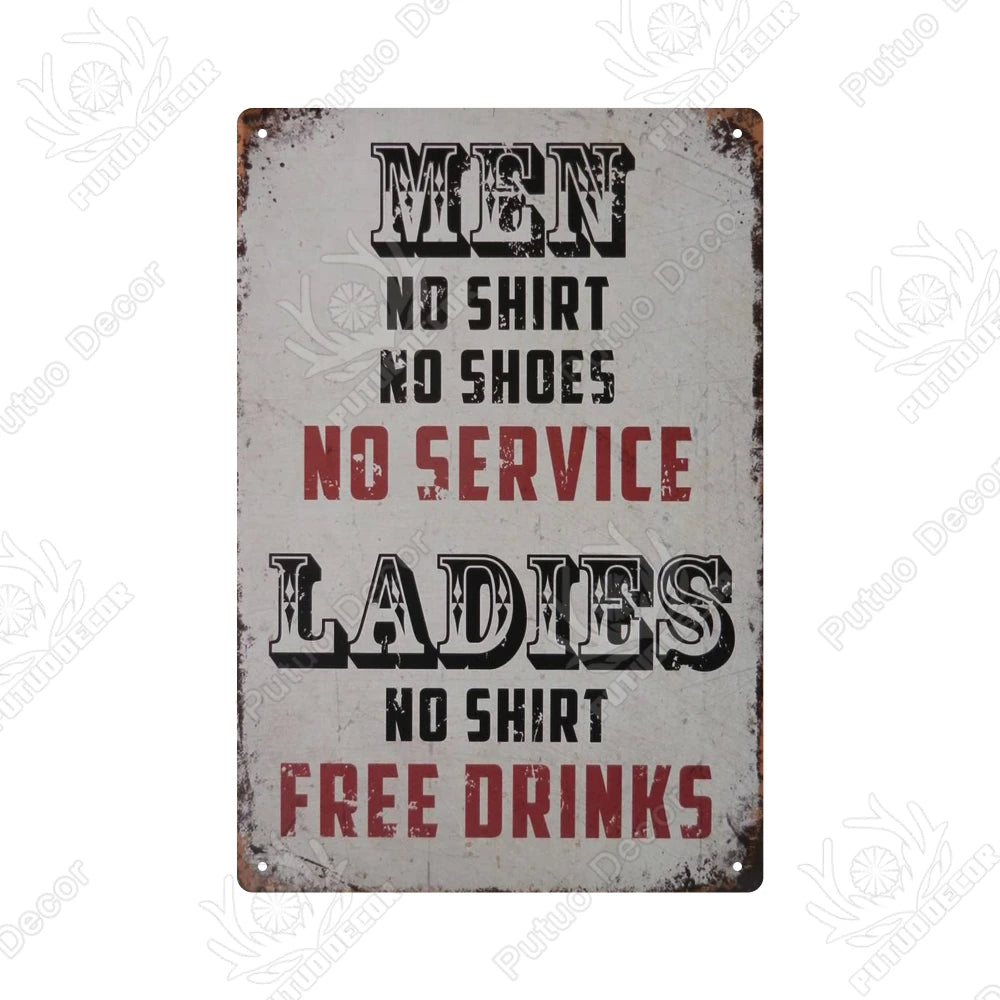 Funny Vintage Bathroom Sign - Retro Toilet Humor Metal Wall Plaque