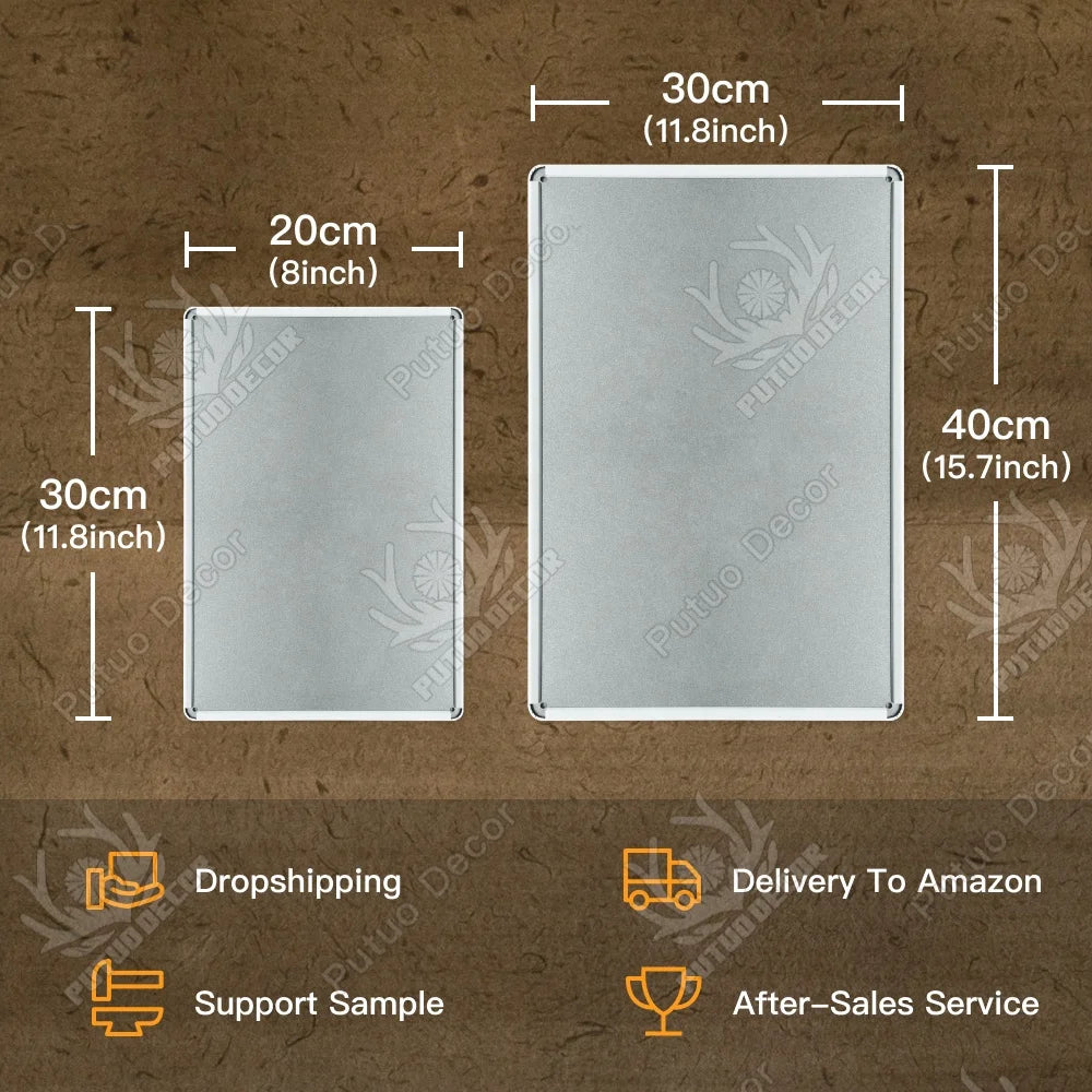 Dimensions of two decorative panels with Putuo Deco branding on a brown background.