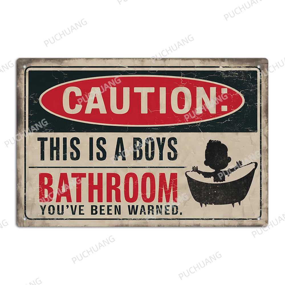 Funny Vintage Bathroom Sign - Retro Toilet Humor Metal Wall Plaque