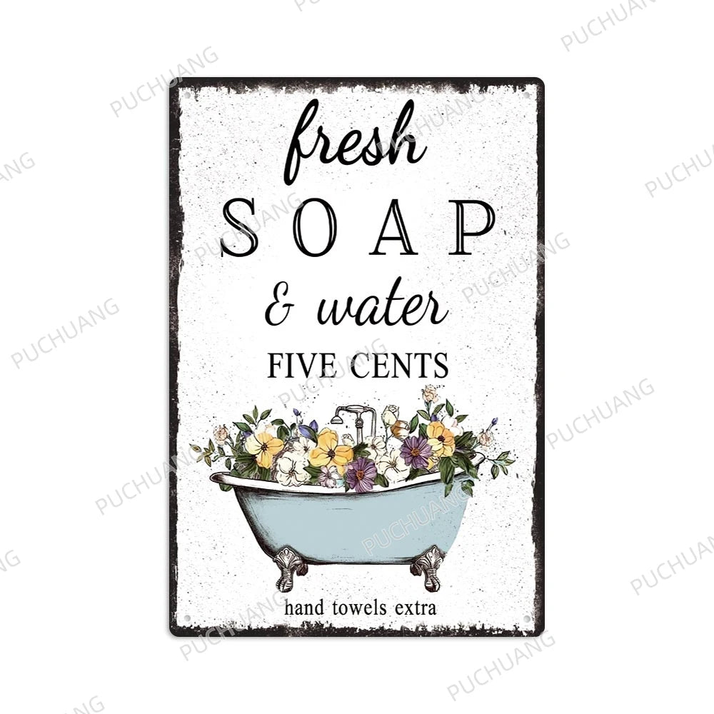 Funny Vintage Bathroom Sign - Retro Toilet Humor Metal Wall Plaque