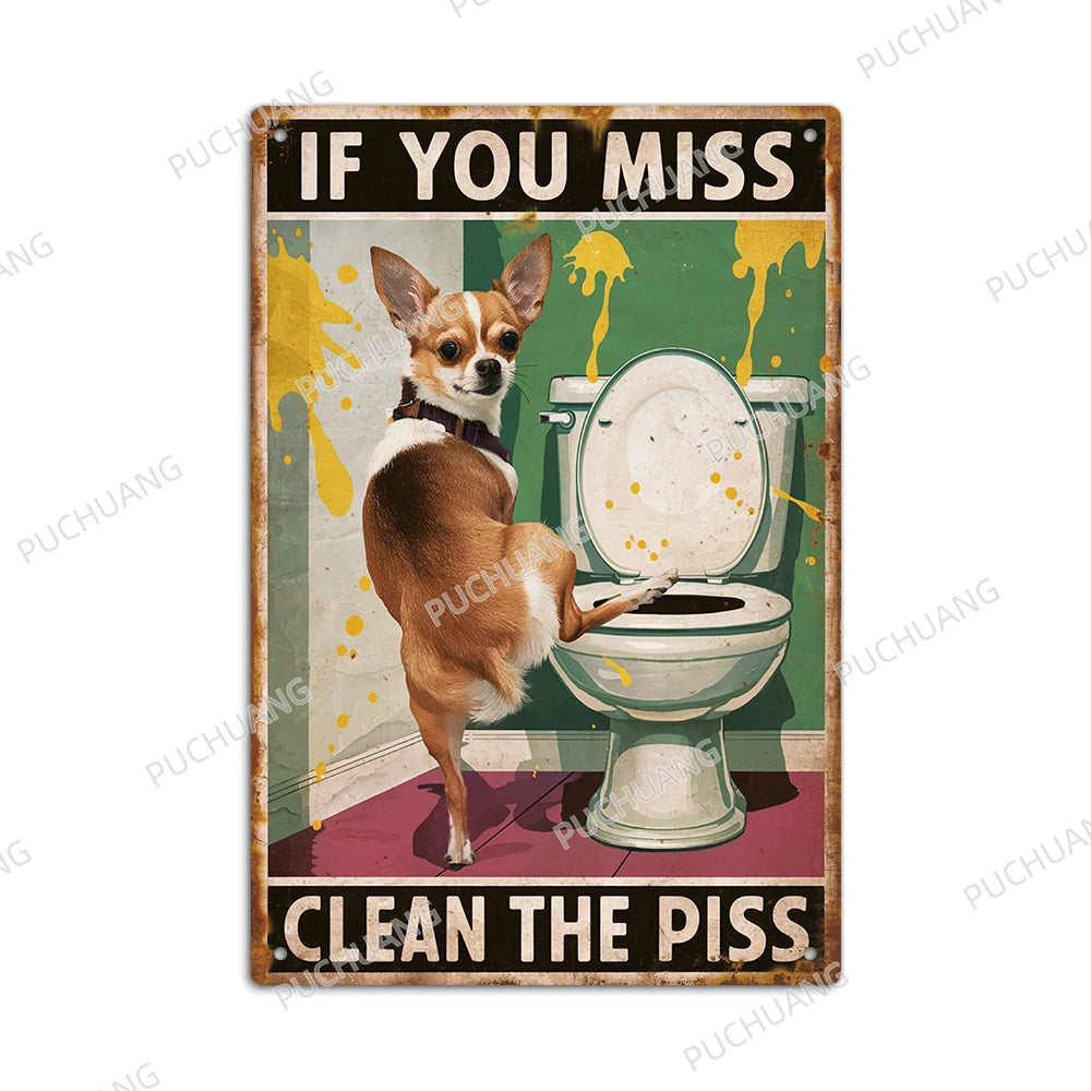 Funny Vintage Bathroom Sign - Retro Toilet Humor Metal Wall Plaque