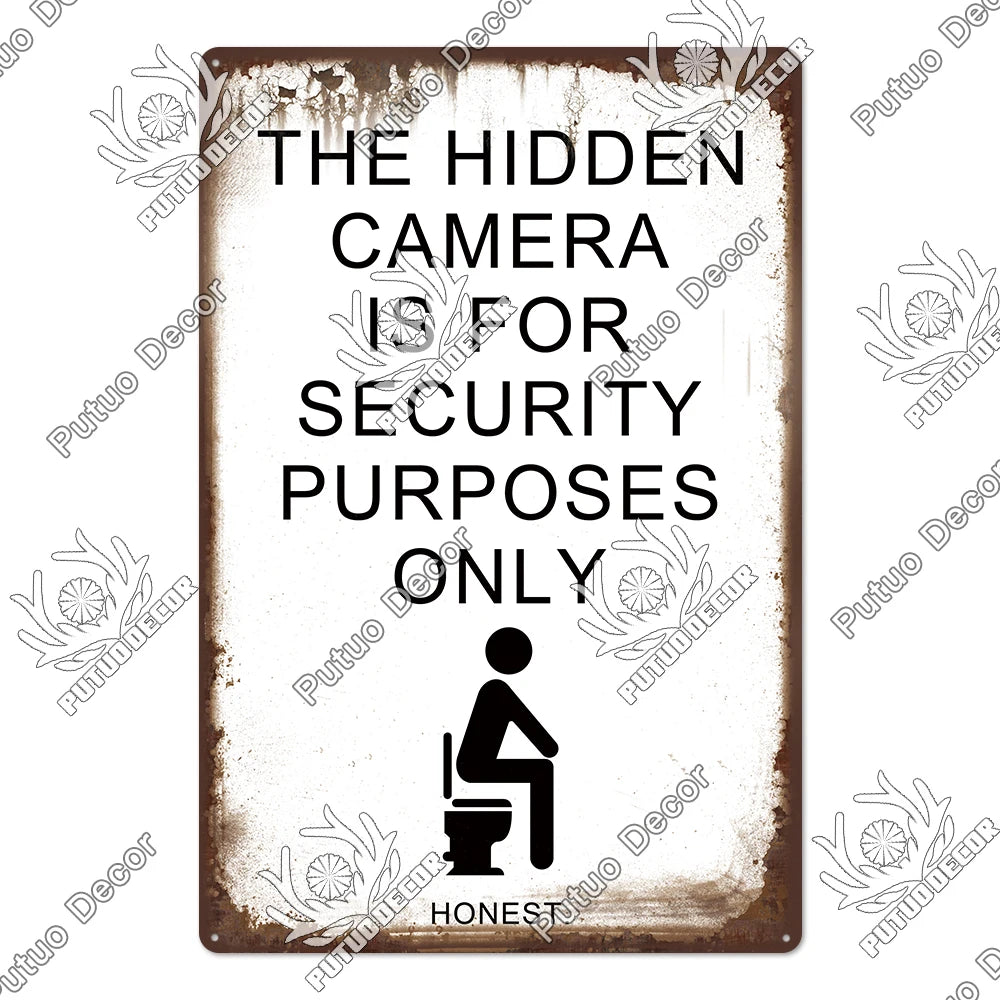 Funny Vintage Bathroom Sign - Retro Toilet Humor Metal Wall Plaque