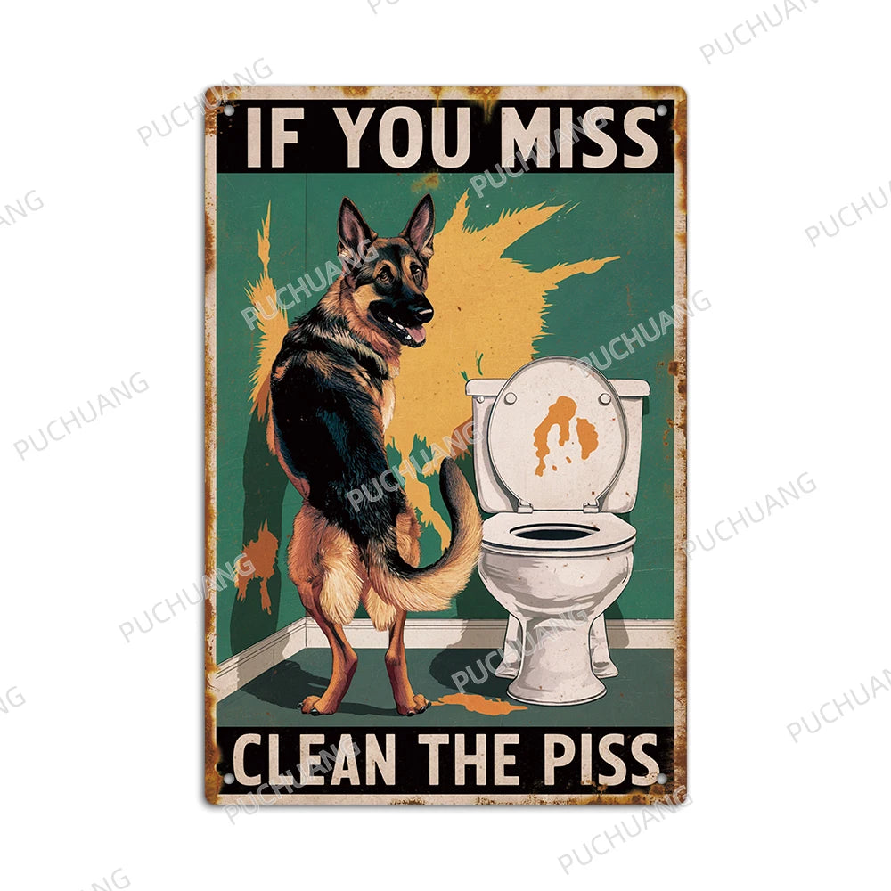 Funny Vintage Bathroom Sign - Retro Toilet Humor Metal Wall Plaque