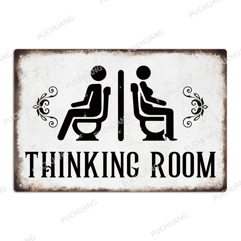 Funny Vintage Bathroom Sign - Retro Toilet Humor Metal Wall Plaque