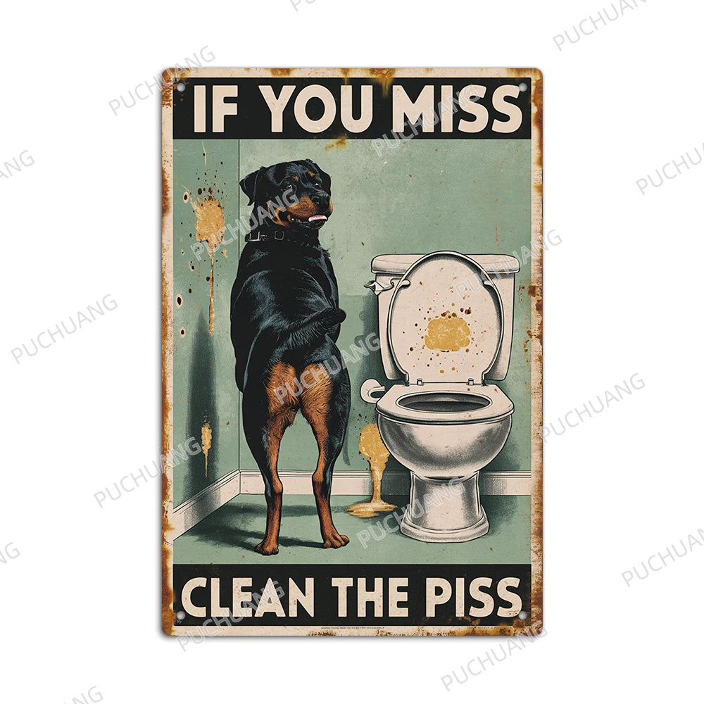 Funny Vintage Bathroom Sign - Retro Toilet Humor Metal Wall Plaque