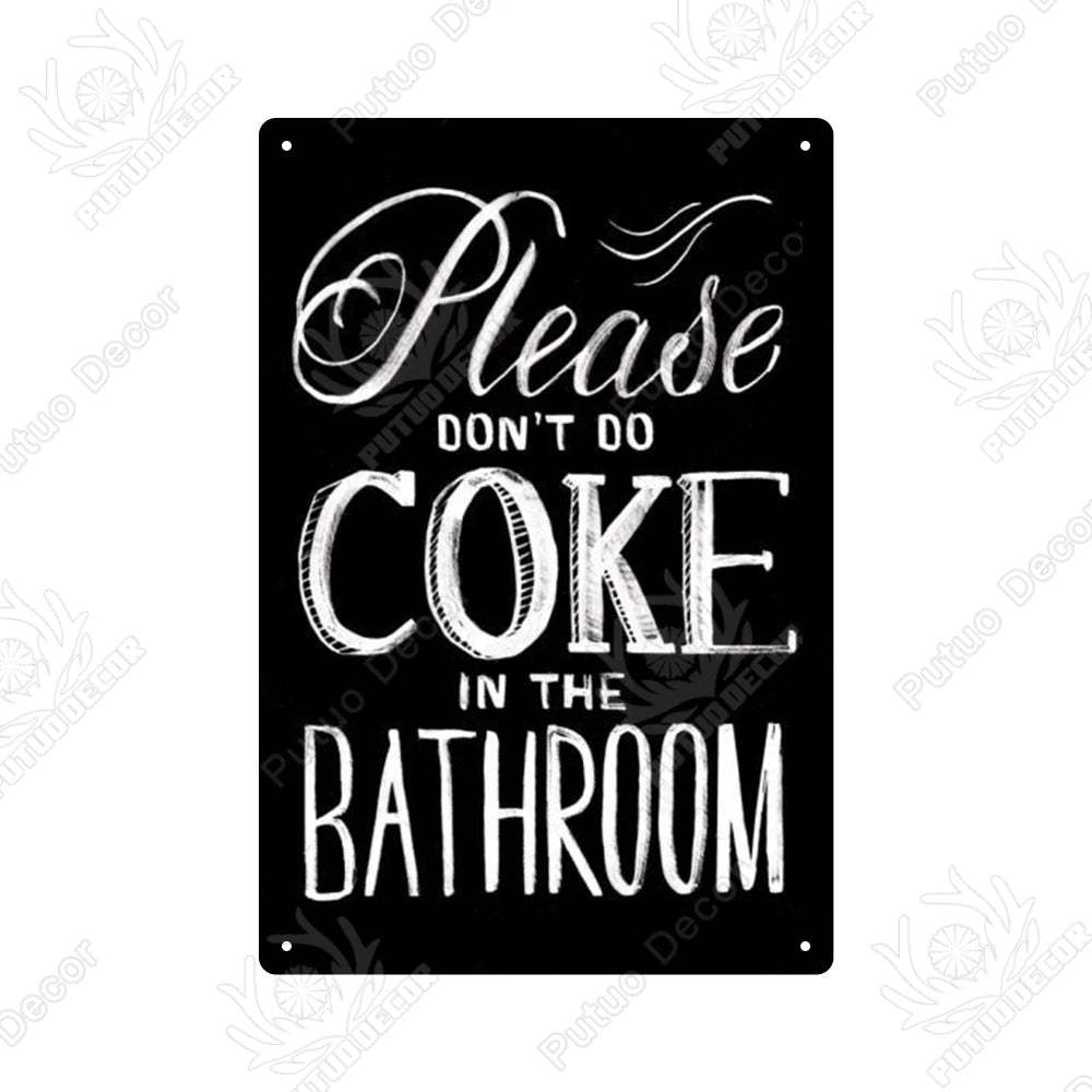 Funny Vintage Bathroom Sign - Retro Toilet Humor Metal Wall Plaque