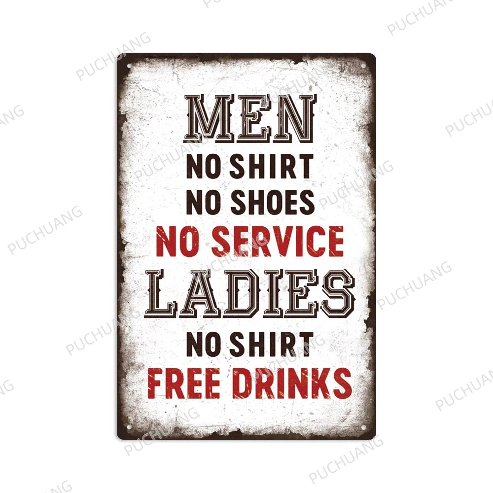 Funny Vintage Bathroom Sign - Retro Toilet Humor Metal Wall Plaque