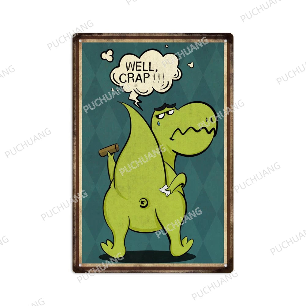 Funny Vintage Bathroom Sign - Retro Toilet Humor Metal Wall Plaque