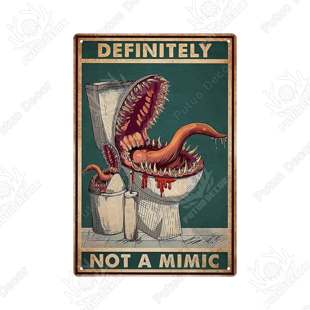 Funny Vintage Bathroom Sign - Retro Toilet Humor Metal Wall Plaque