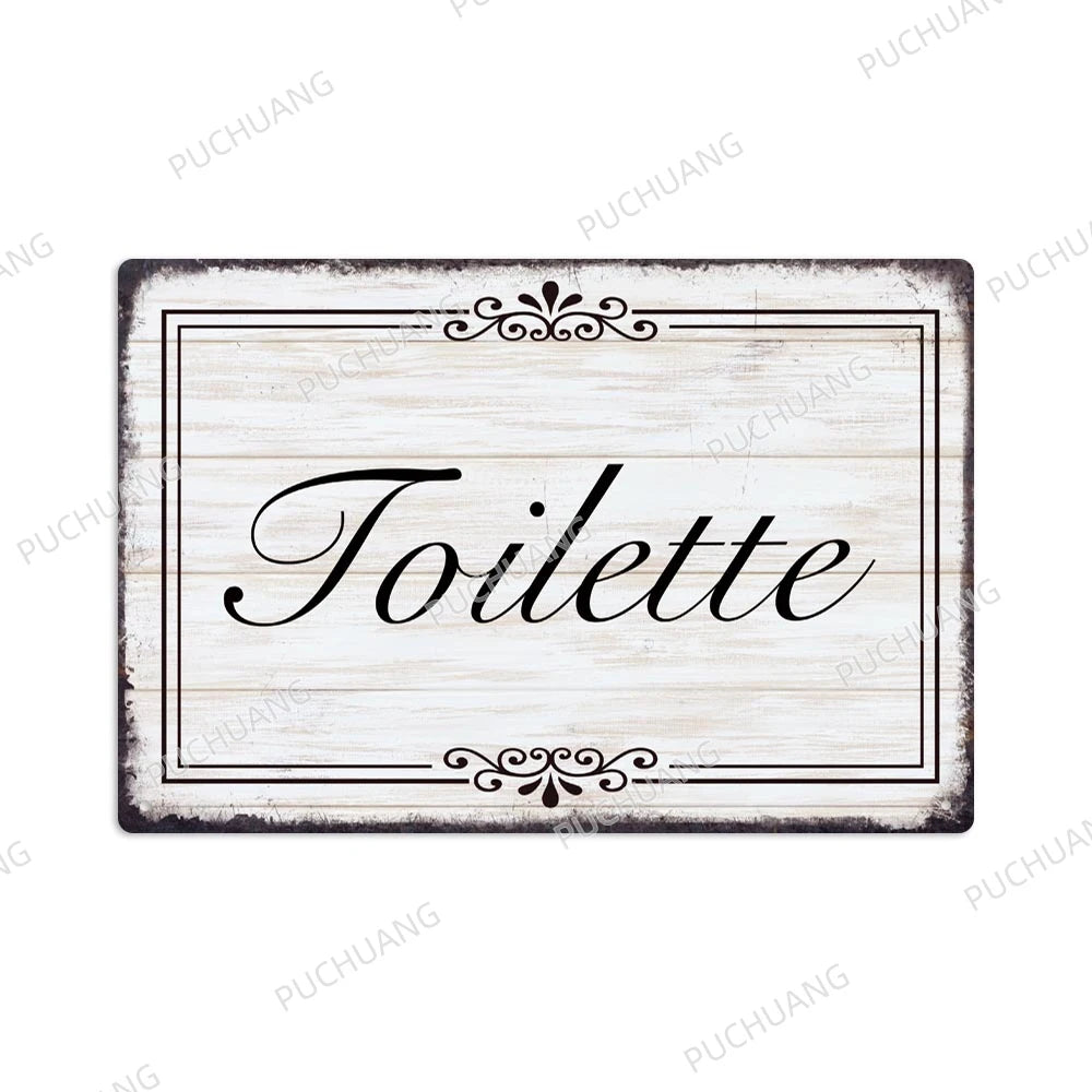 Funny Vintage Bathroom Sign - Retro Toilet Humor Metal Wall Plaque