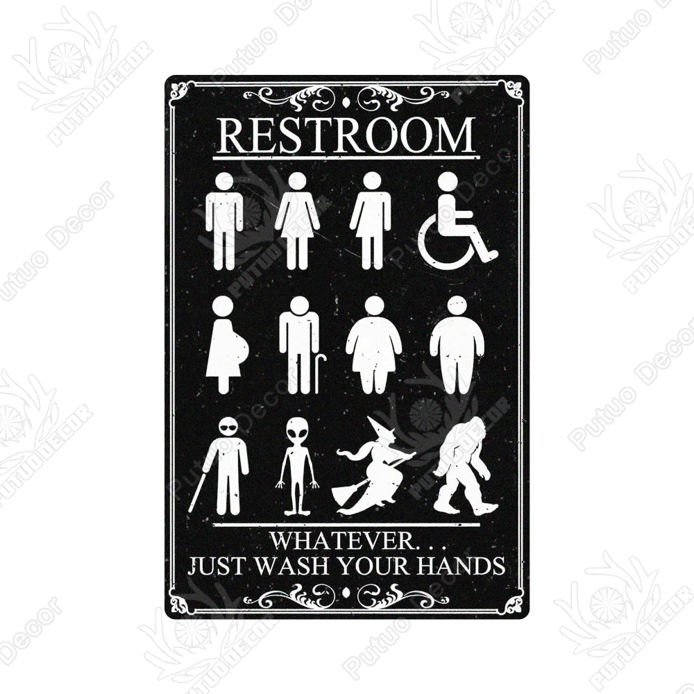 Funny Vintage Bathroom Sign - Retro Toilet Humor Metal Wall Plaque