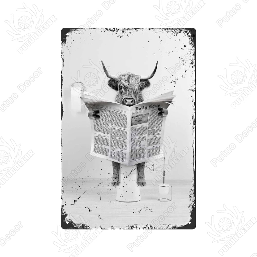 Funny Vintage Bathroom Sign - Retro Toilet Humor Metal Wall Plaque